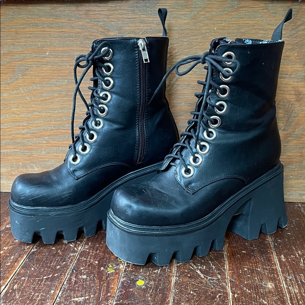 Lamoda Lace Up Platform Combat Boots